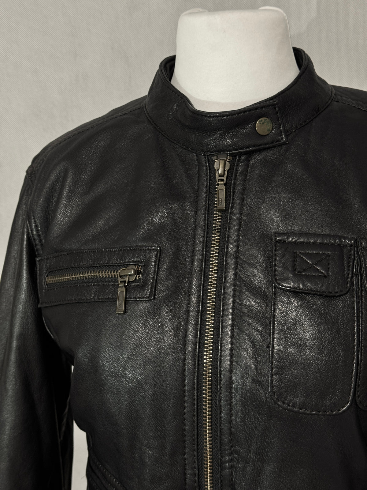 Black Utility Leather Jacket