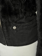 Midnight Black Furry Zip Jacket