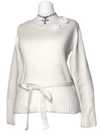 Cream Coquette Rosette Knit Sweater