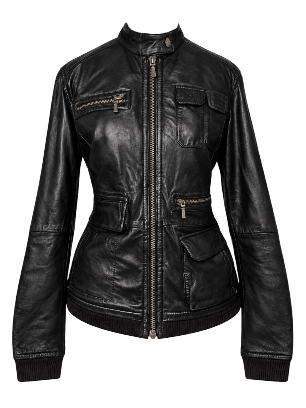 Black Utility Leather Jacket