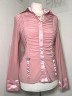 Dusty pink satin shirt with drapery