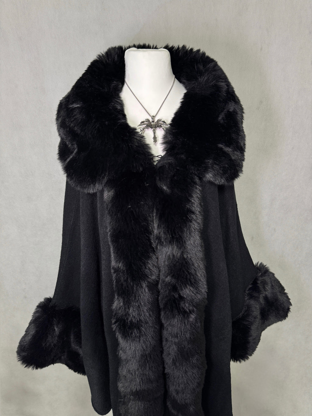 Midnight Faux-Fur Cape
