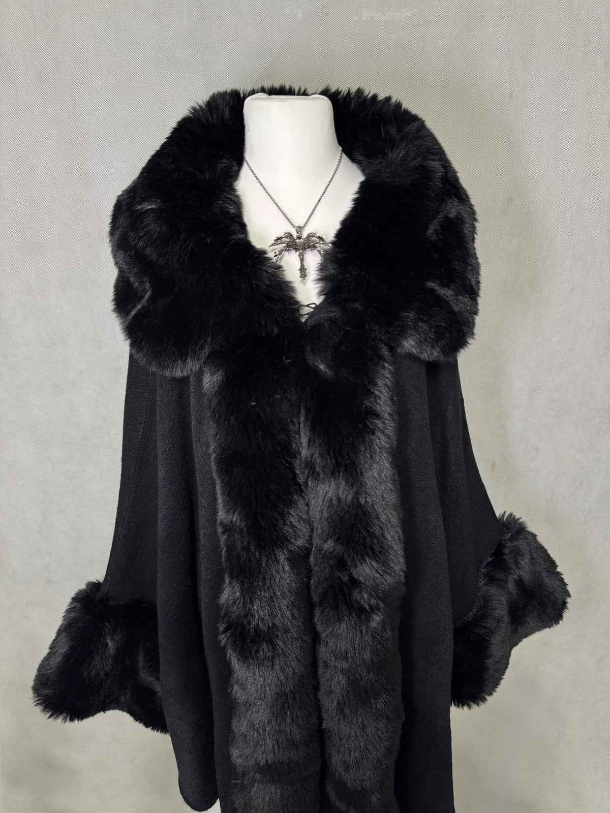 Midnight Faux-Fur Cape