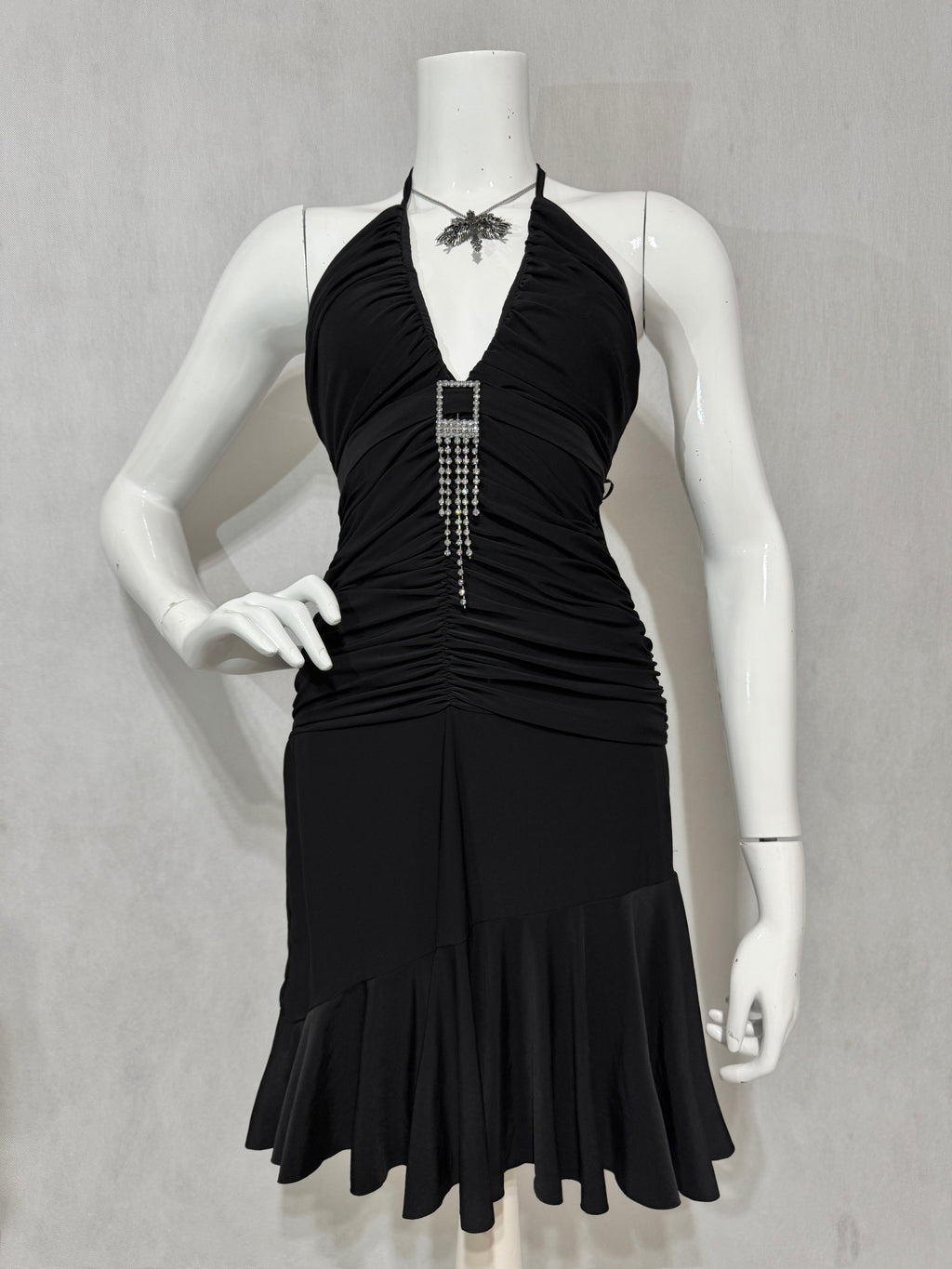 Midnight Ruched Halter Dress