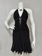 Midnight Ruched Halter Dress