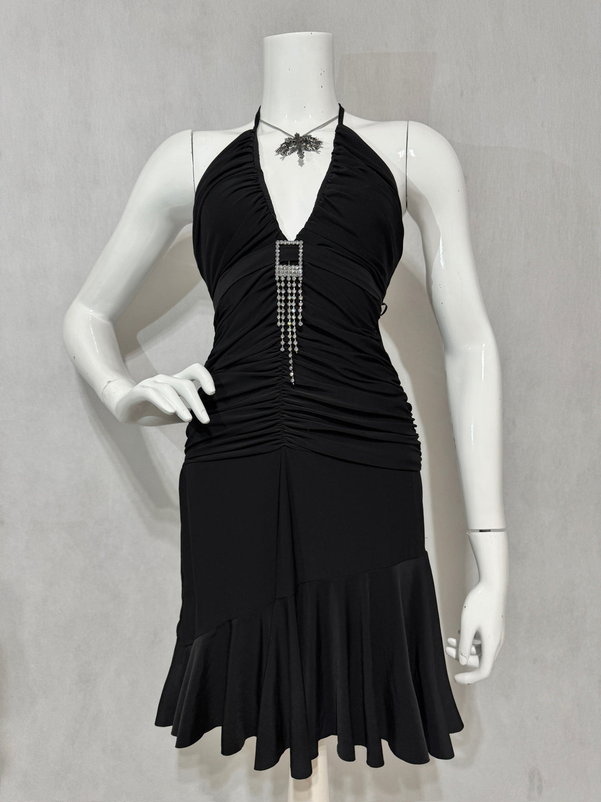 Midnight Ruched Halter Dress