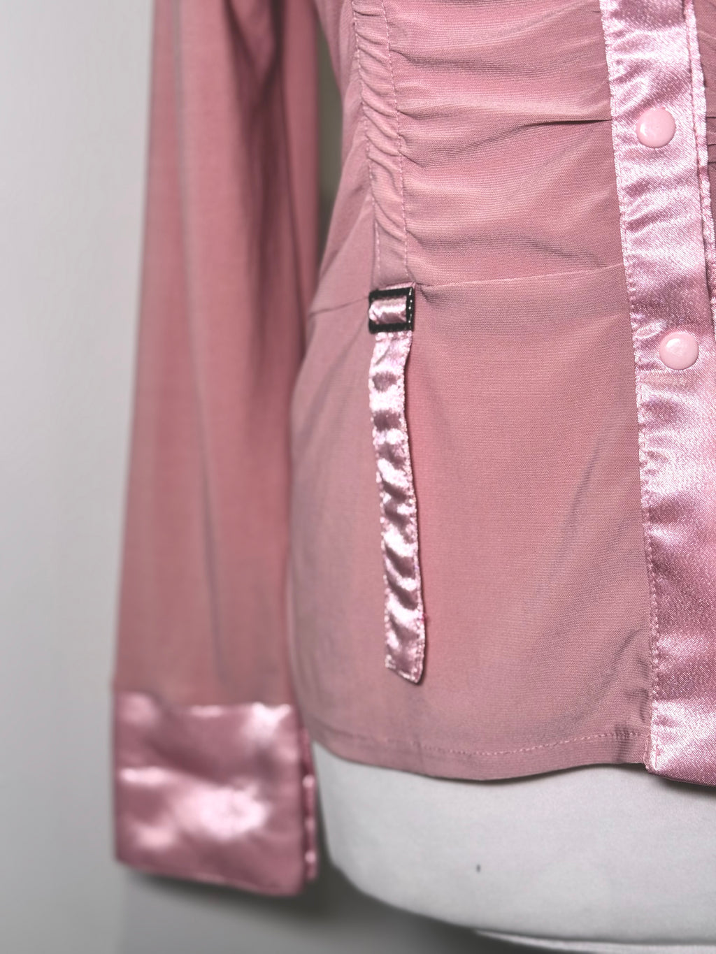 Dusty pink satin shirt with drapery