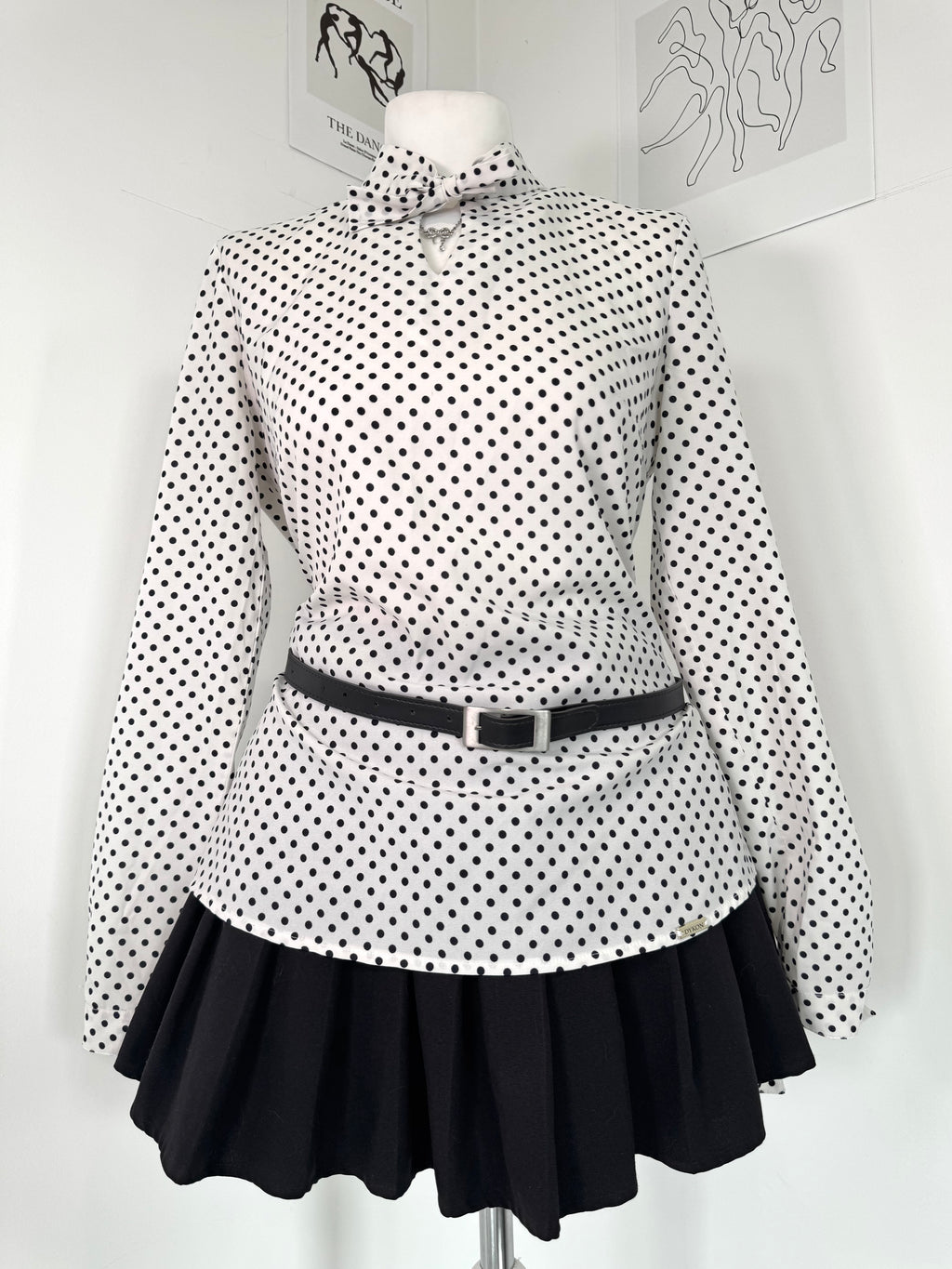 Vintage 60s preppy Polka dot elegant shirt