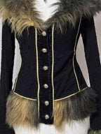 Gothic Vintage Faux-Fur Trim Jacket