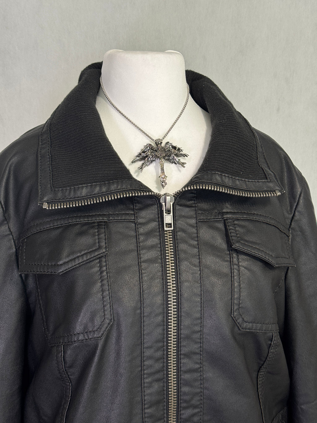 Black faux leather jacket