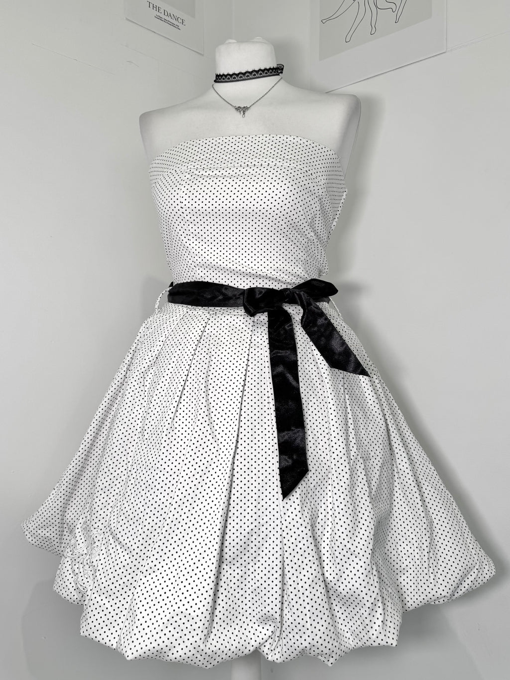 Vintage Polka dot bubble dress with cute bow belt
