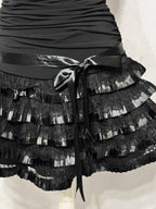 Midnight Black Lace Ruffle Dress