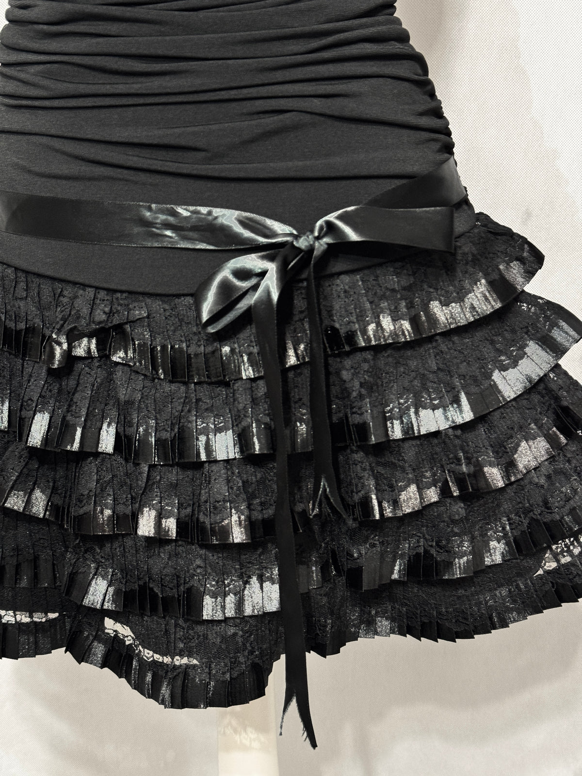 Midnight Black Lace Ruffle Dress