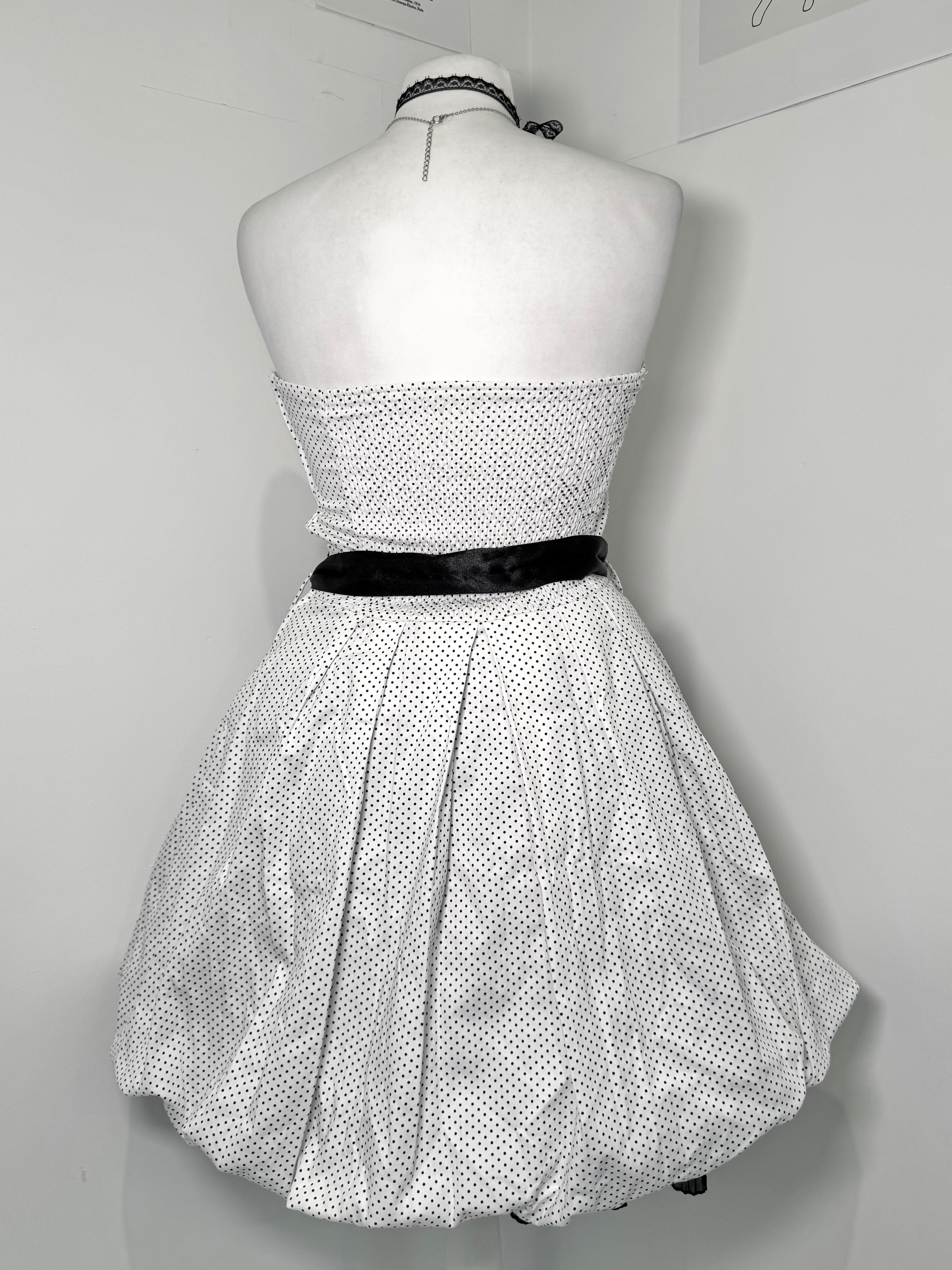 Vintage Polka dot bubble dress with cute bow belt