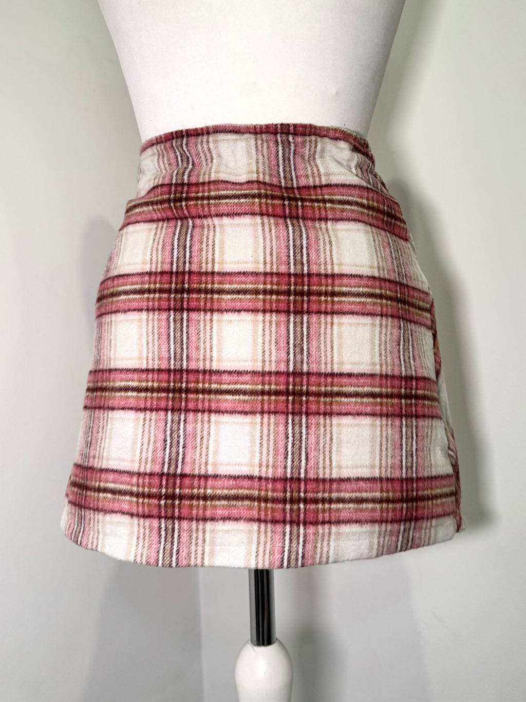 Vintage Rose Plaid Preppy Wrap Mini Skirt