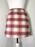 Vintage Rose Plaid Preppy Wrap Mini Skirt