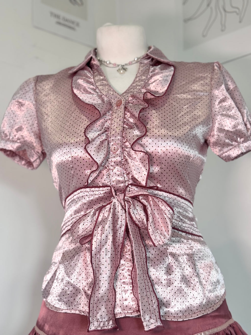 Pink polka dot set (shirt & bubble skirt)