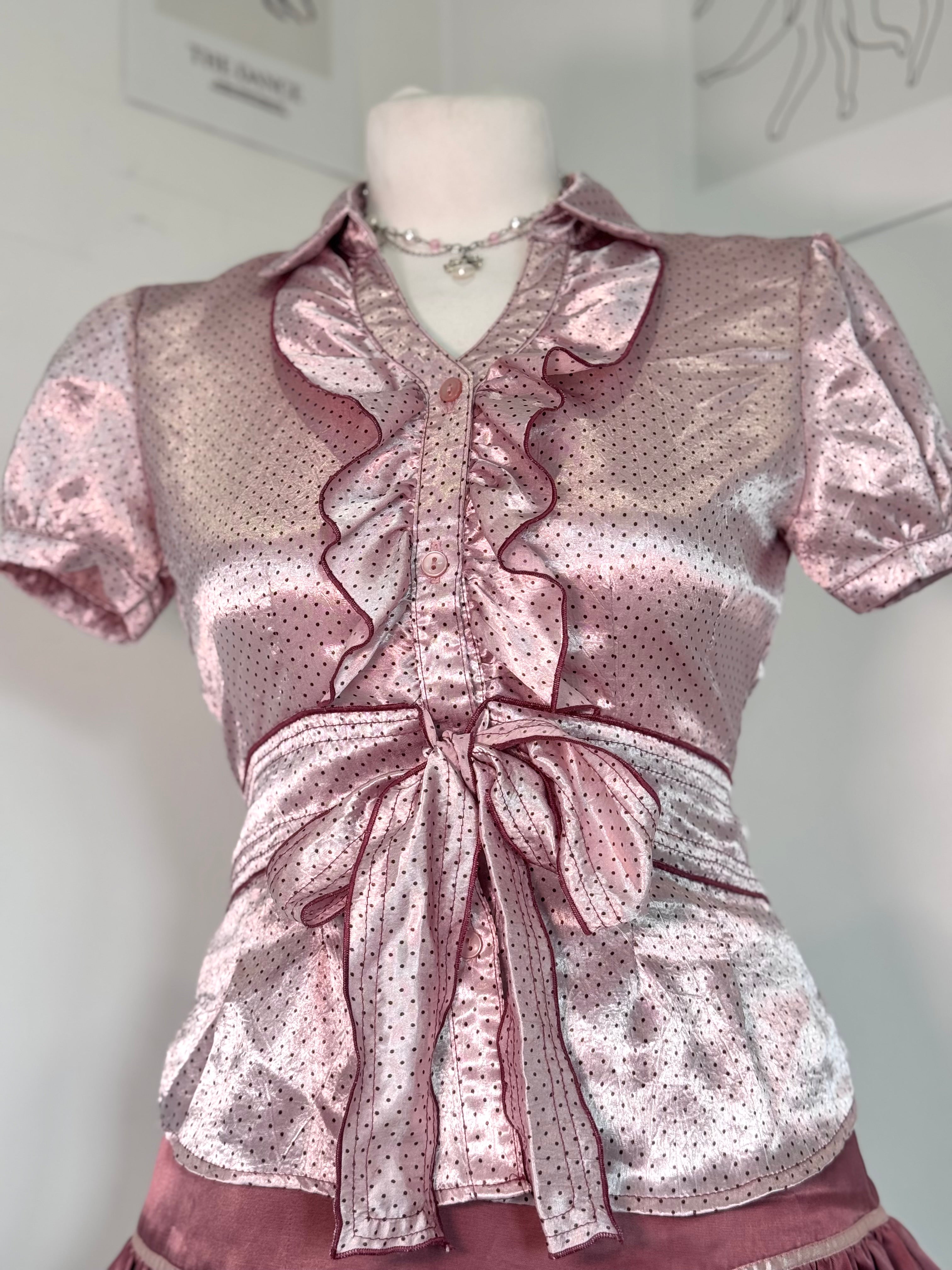 Pink polka dot set (shirt & bubble skirt)