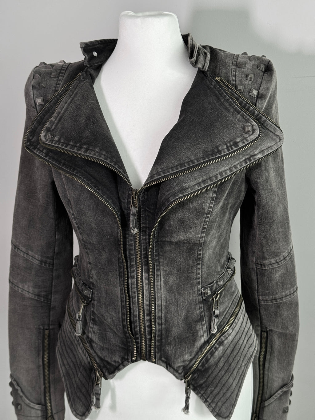 Acid Wash Gothic Biker Jacket