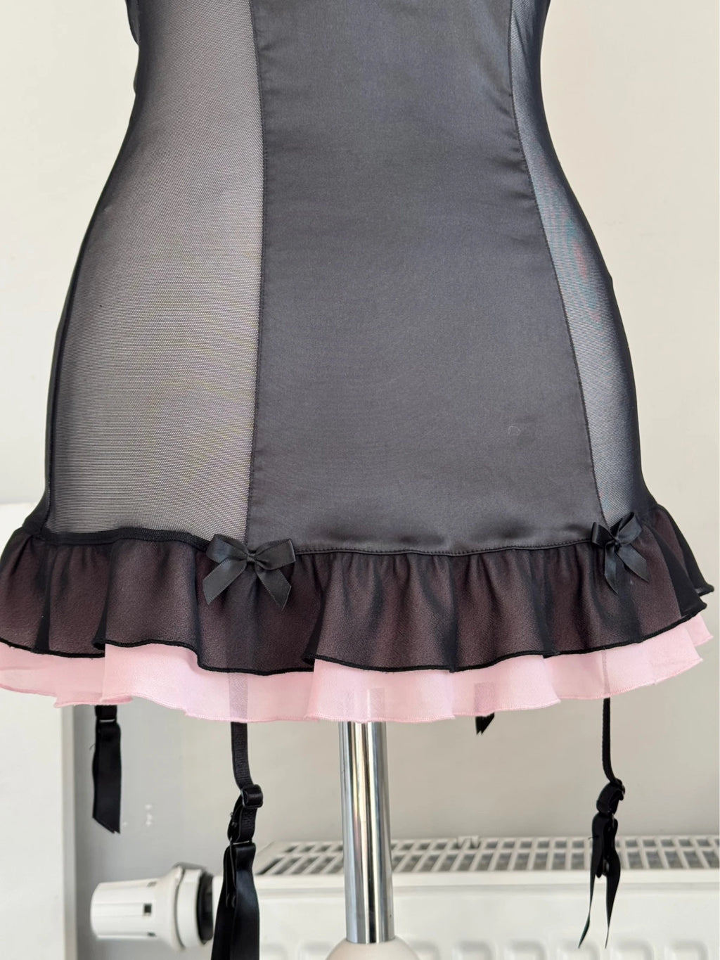 Black & Pink Coquette Corset Top