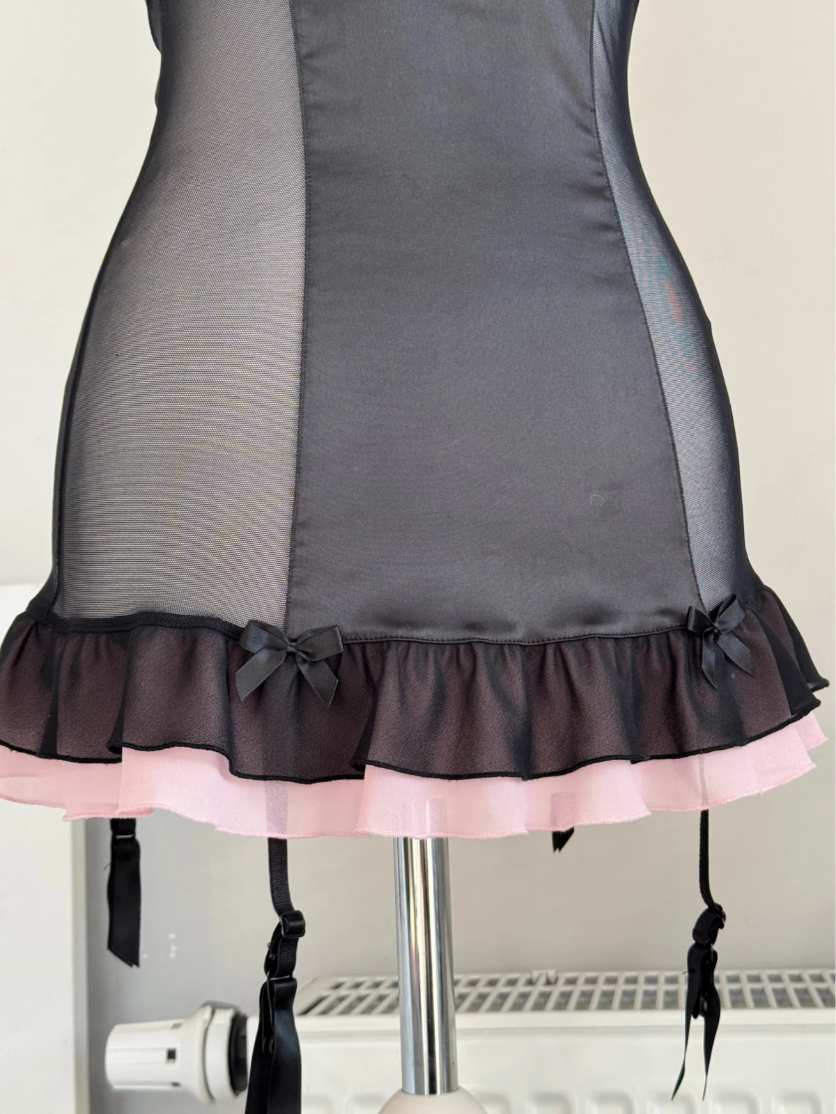 Black & Pink Coquette Corset Top