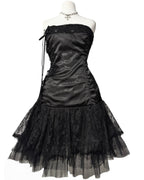 Black dark coquette mini dress with a flower detail
