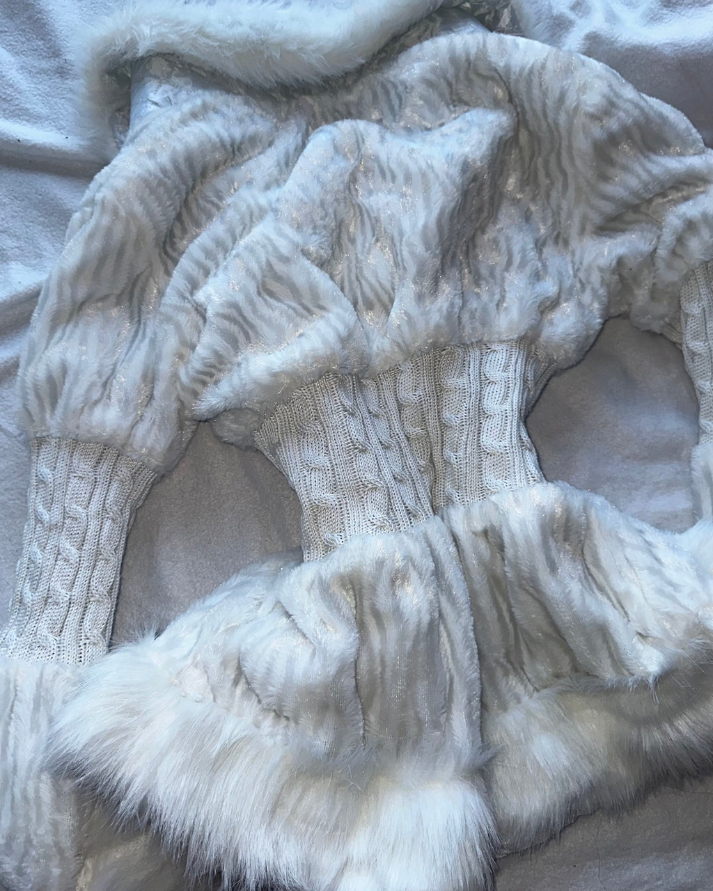 White faux fur coat