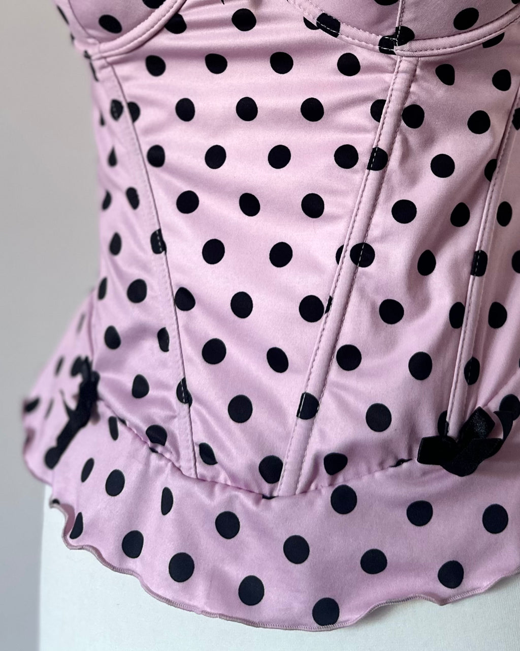 Pink polka dot corset top