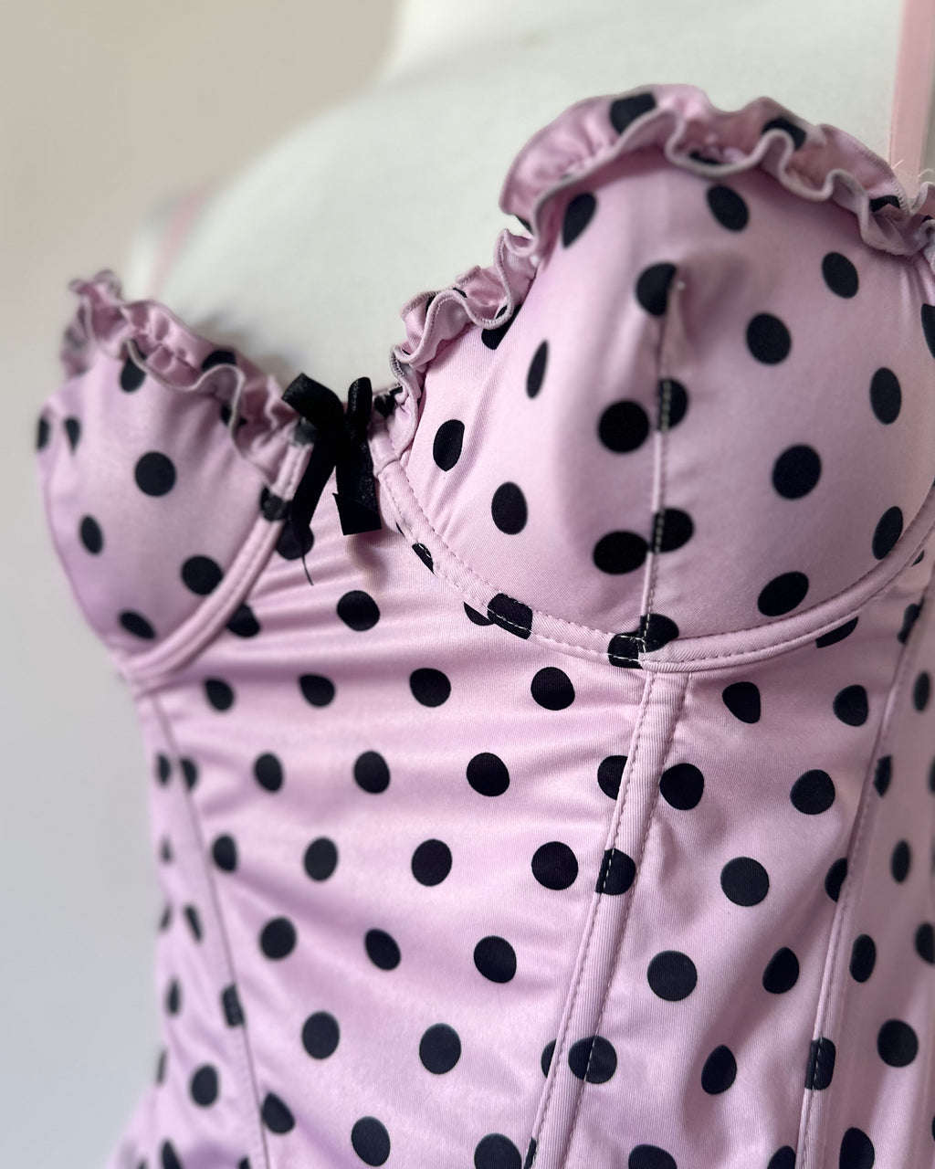 Pink polka dot corset top