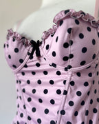 Pink polka dot corset top