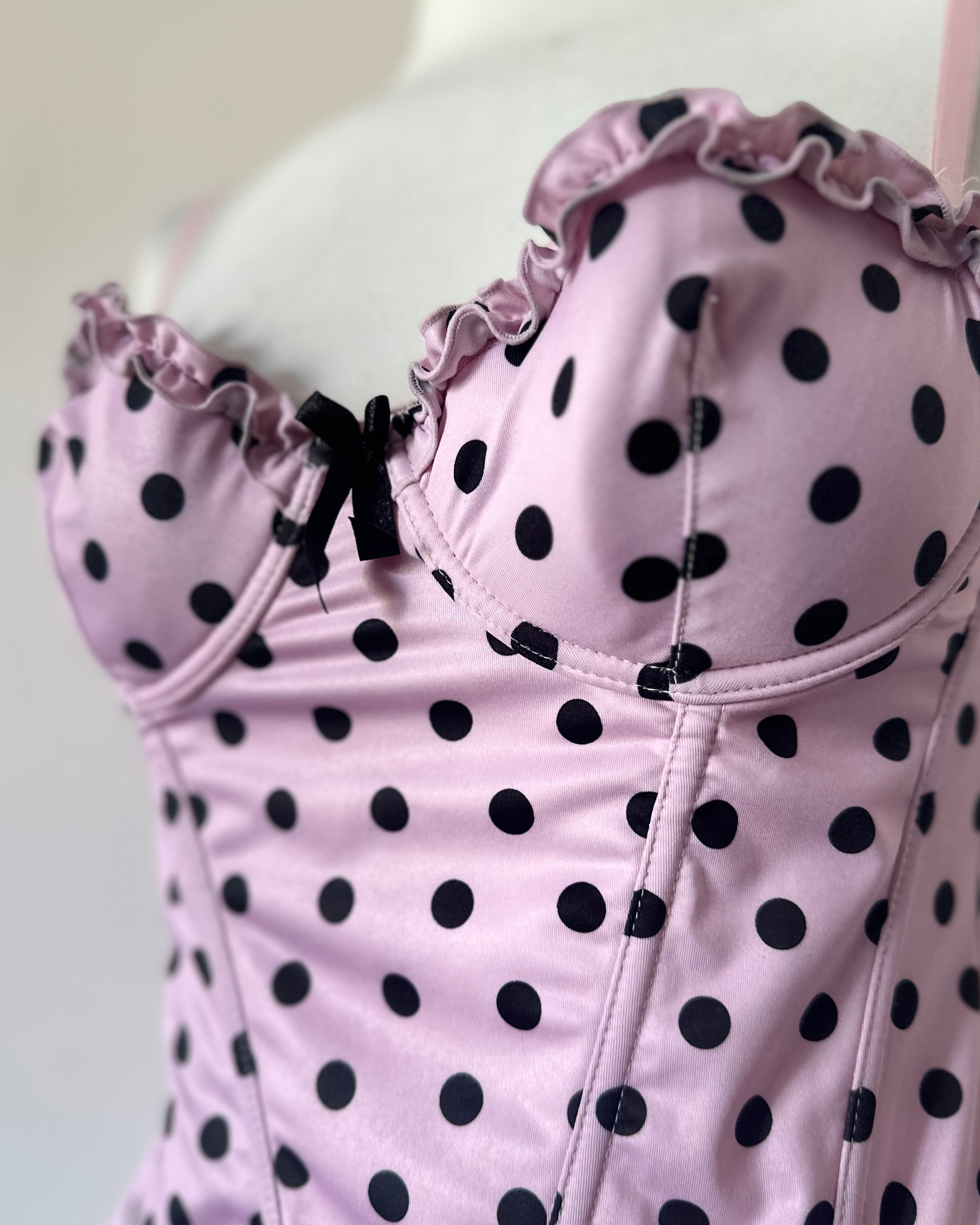 Pink polka dot corset top