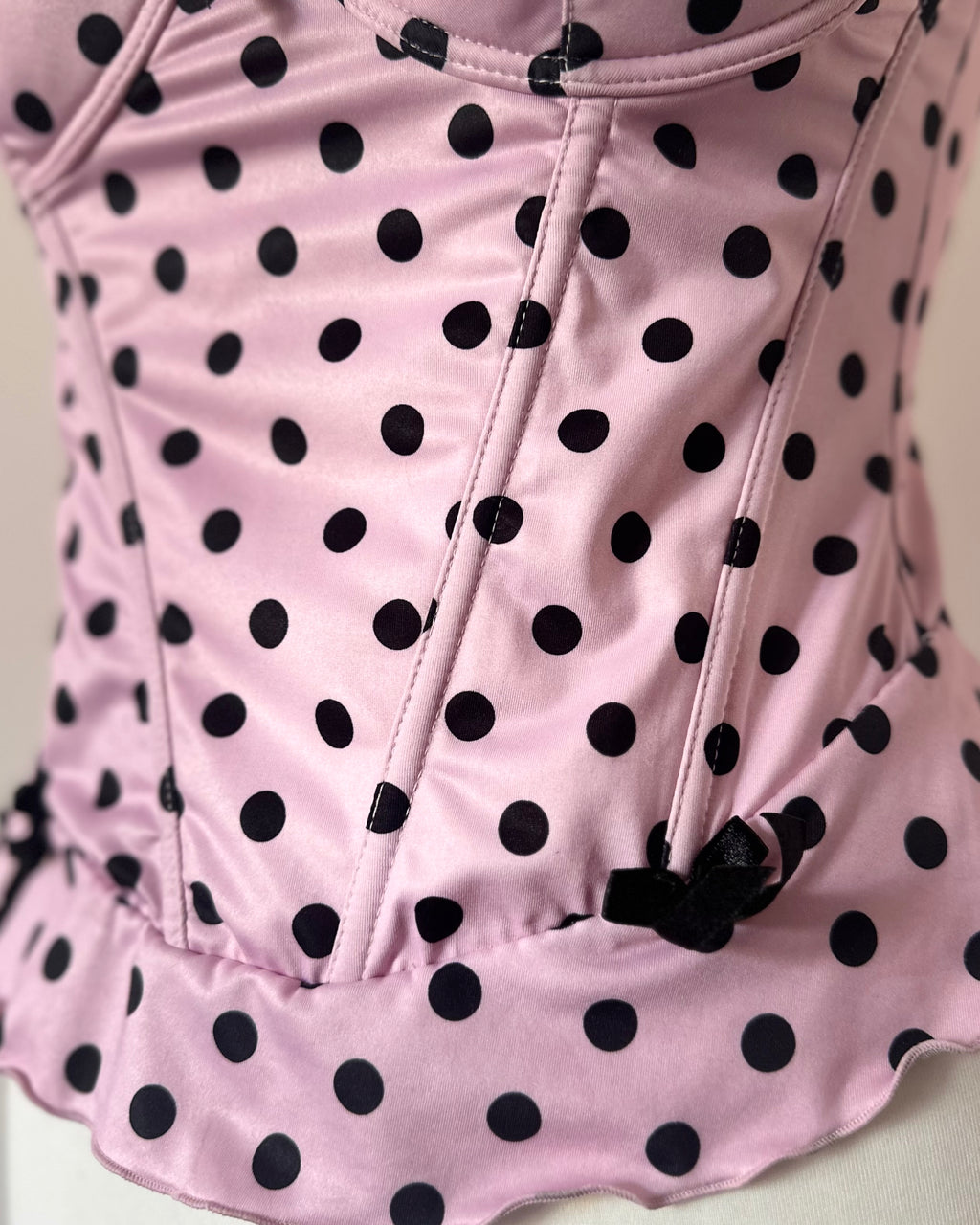 Pink polka dot corset top