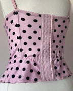 Pink polka dot corset top