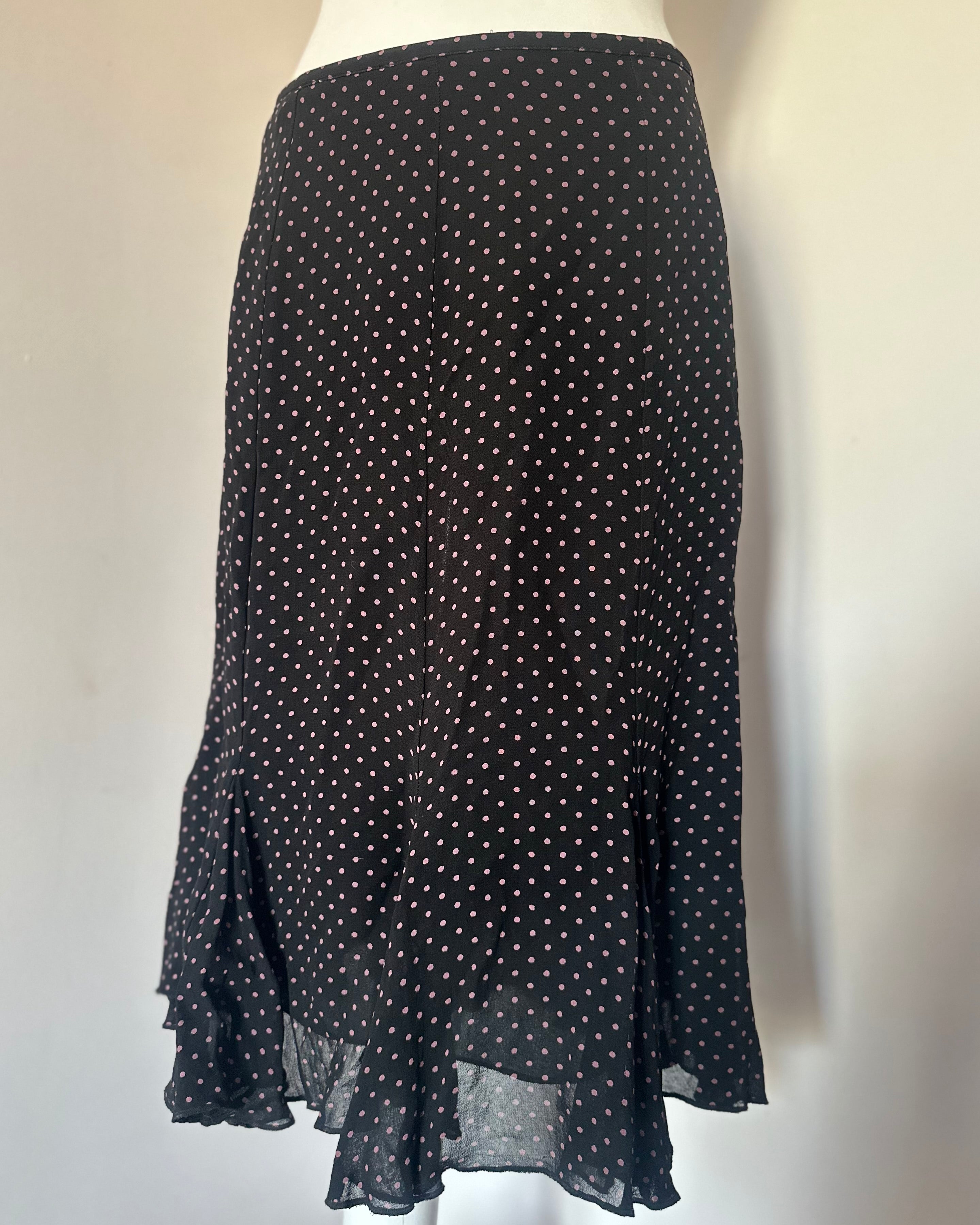 Black polka dot medium skirt
