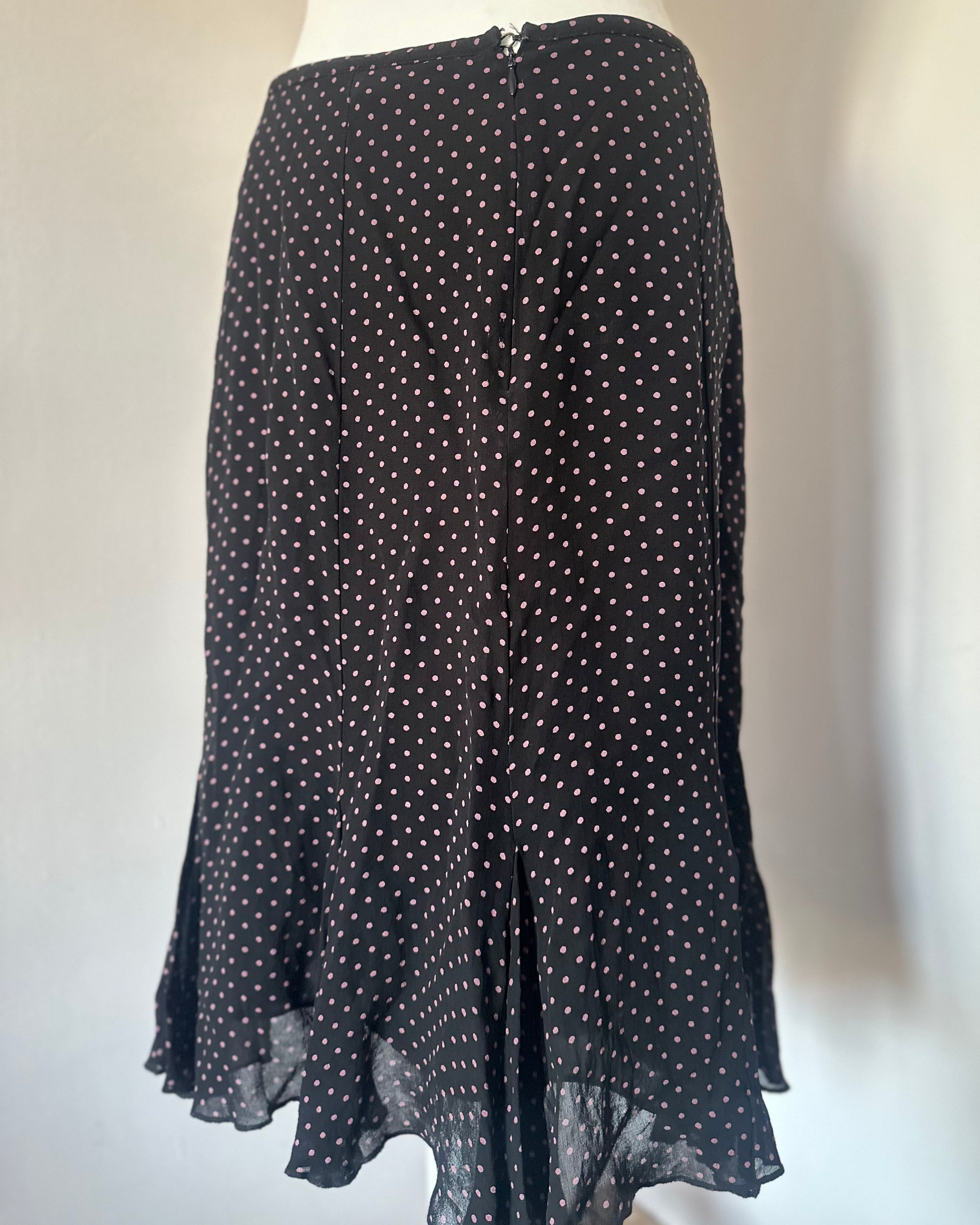 Black polka dot medium skirt