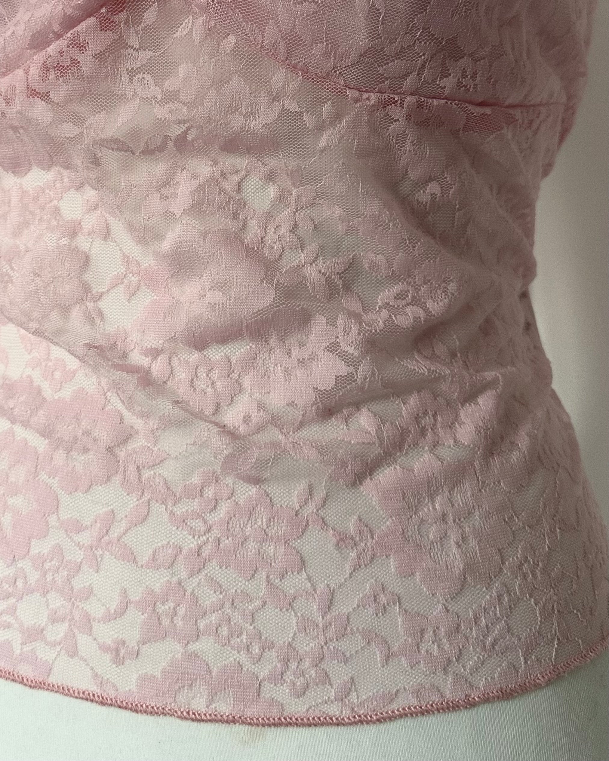 Pink lace crop top