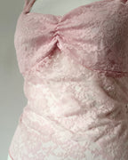 Pink lace crop top