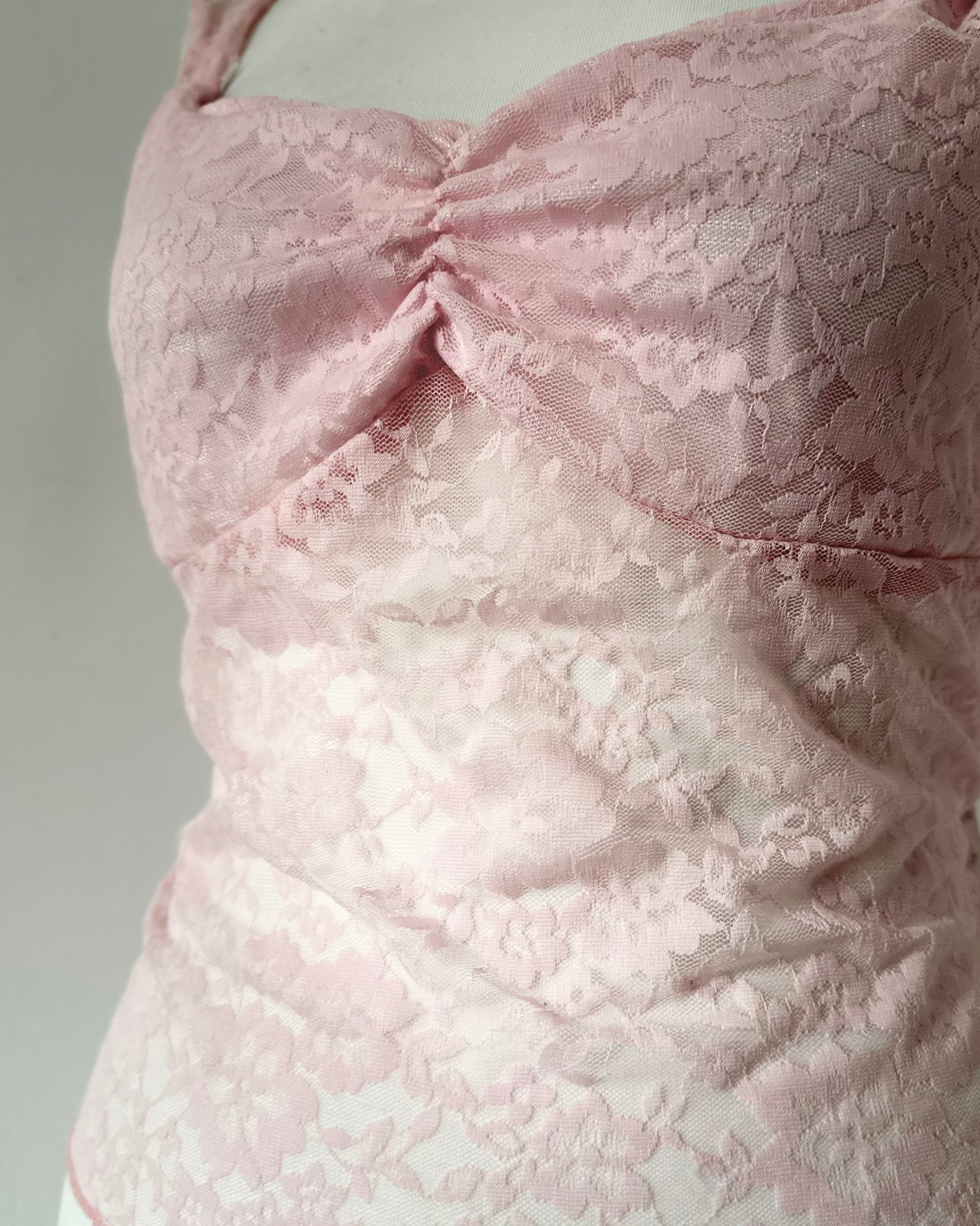 Pink lace crop top