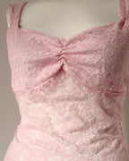 Pink lace crop top