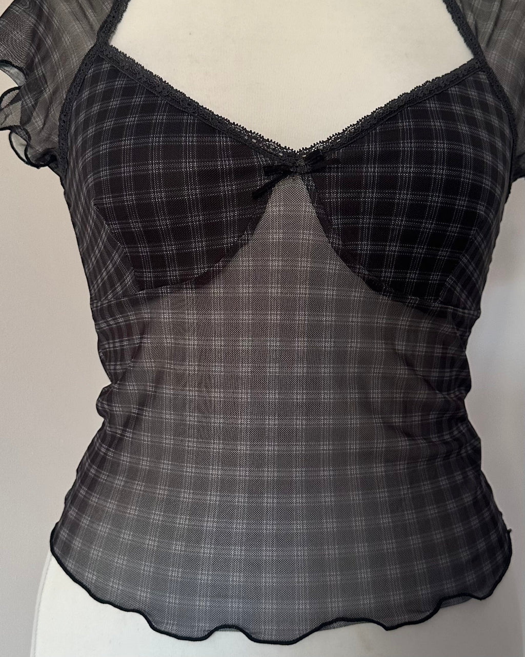 Grey tartan crop top