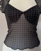 Grey tartan crop top