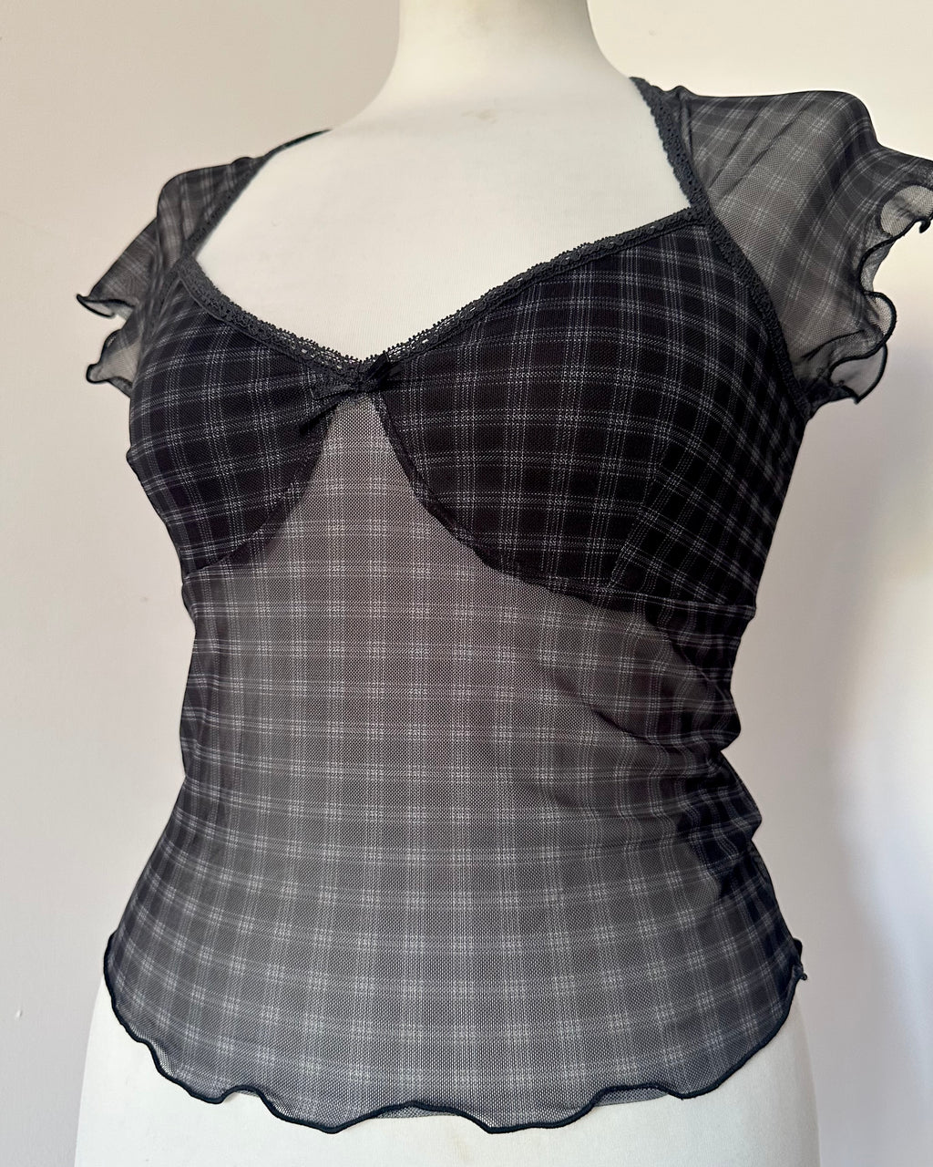 Grey tartan crop top