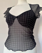 Grey tartan crop top