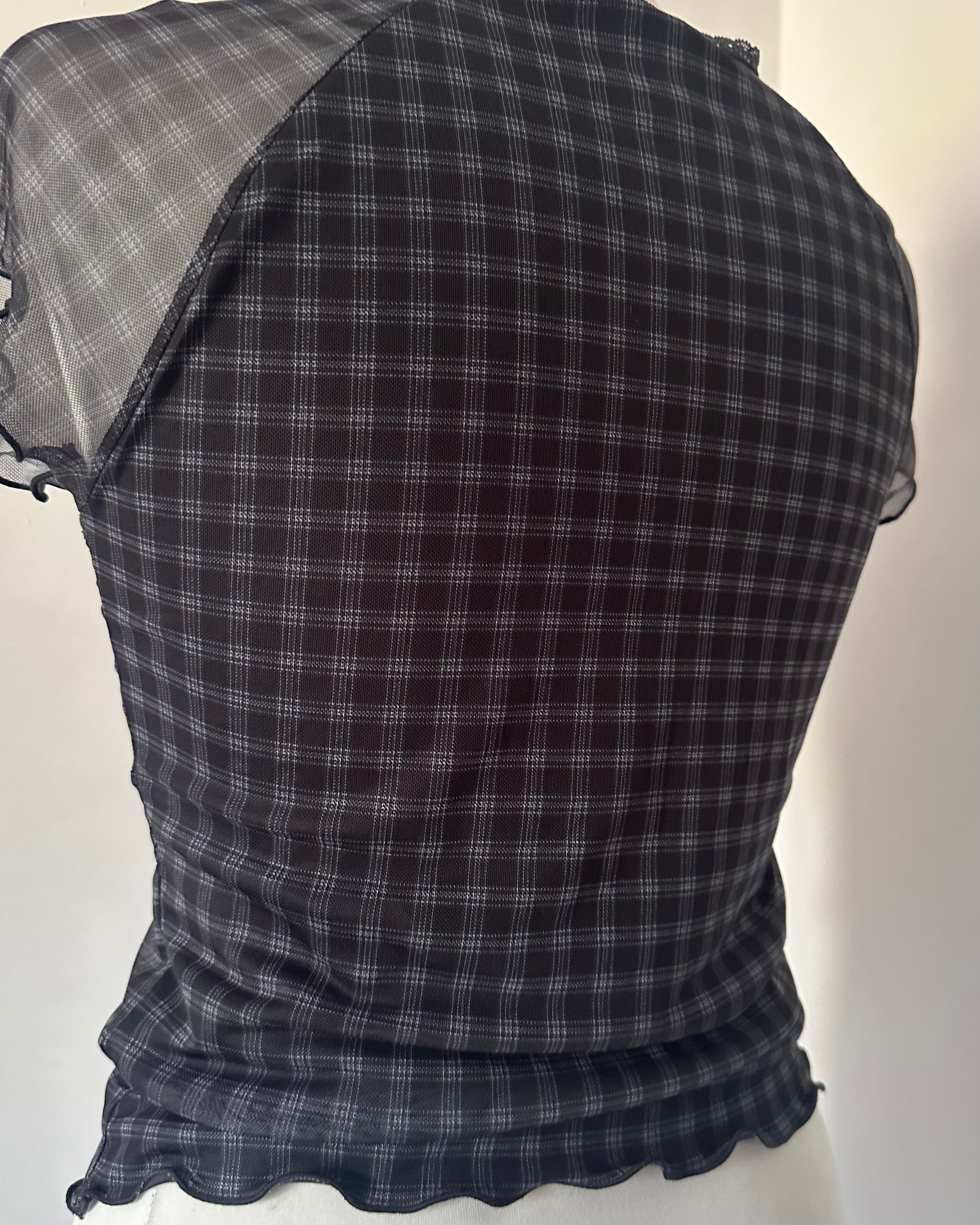 Grey tartan crop top