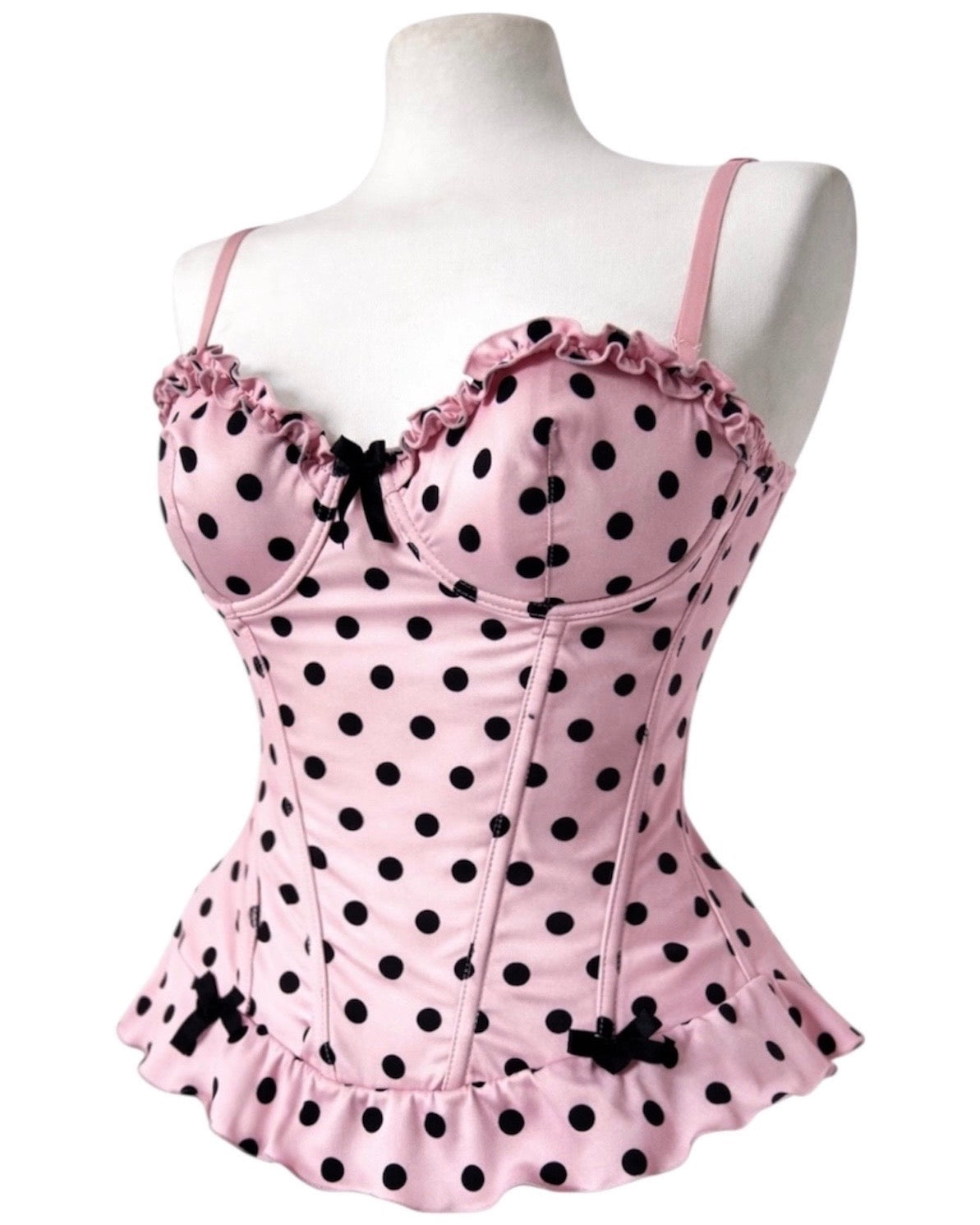 Pink polka dot corset top