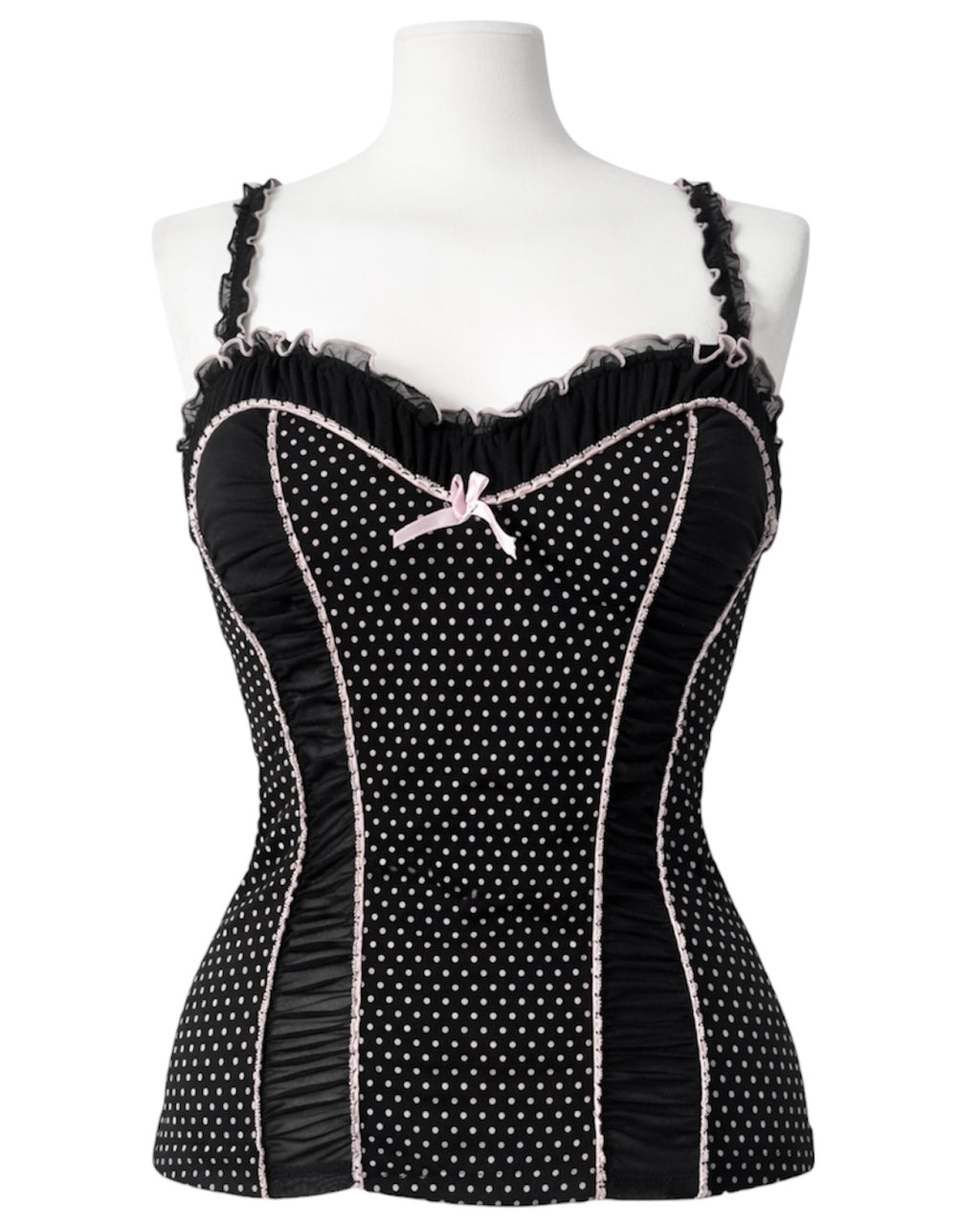 Black coquette corset top with dots
