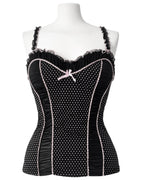 Black coquette corset top with dots