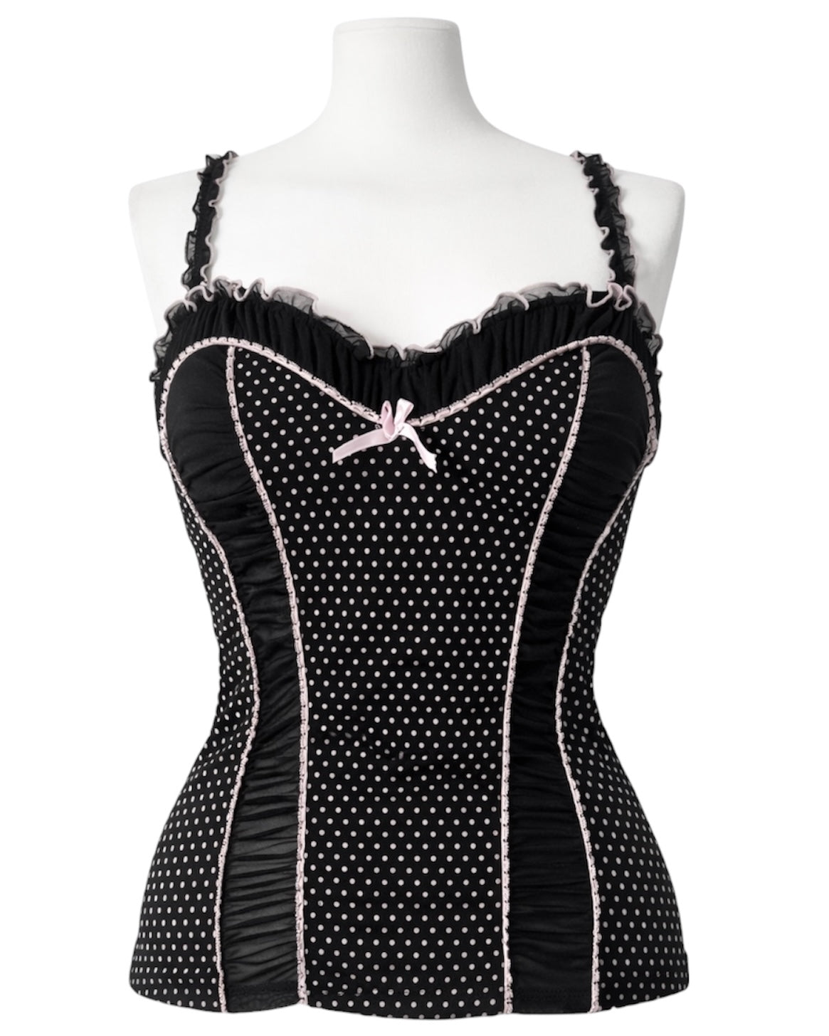 Black coquette corset top with dots