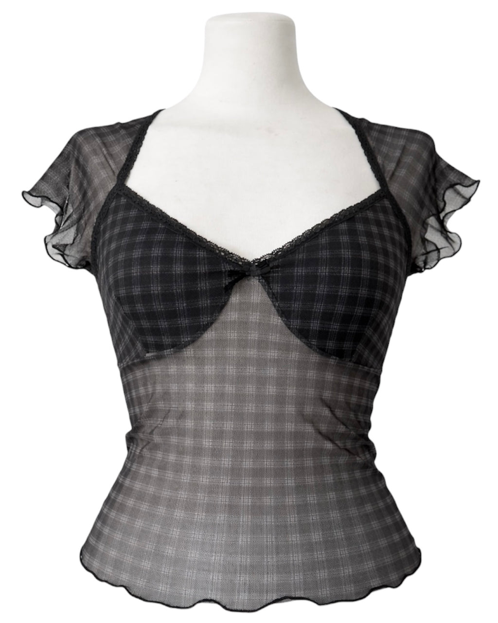 Grey tartan crop top
