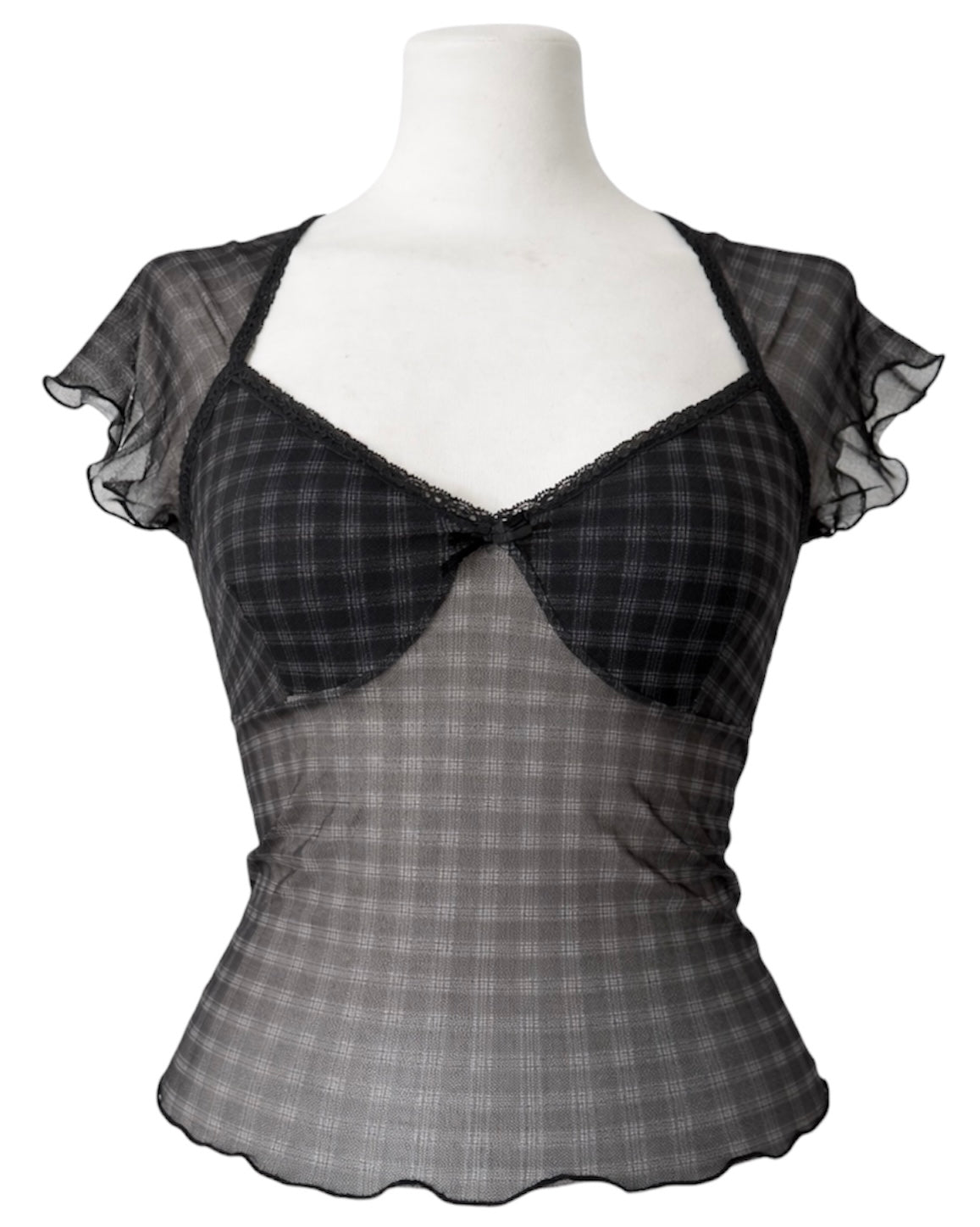 Grey tartan crop top